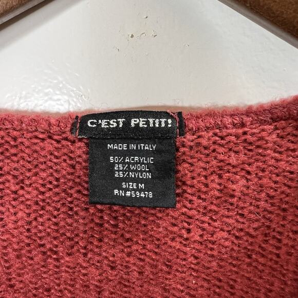 C’est Petite! Women's Wool Blend Sweater Size M Salmon Ruffles Coquette Romantic - Picture 3 of 6